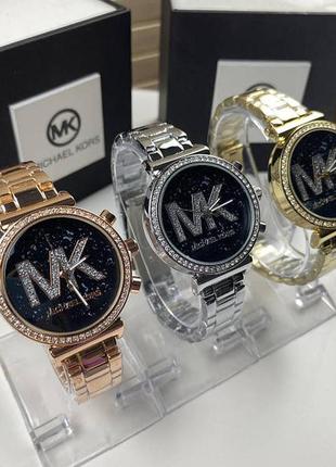 Жіночі наручні годинники в стилі michael kors в фірмовою подарунковій коробочці, кварцові годинники на руку майкл корс золотий з сріблом6 фото