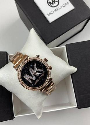 Жіночі наручні годинники в стилі michael kors в фірмовою подарунковій коробочці, кварцові годинники на руку майкл корс золотий з сріблом3 фото