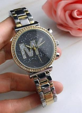 Жіночі наручні годинники в стилі michael kors в фірмовою подарунковій коробочці, кварцові годинники на руку майкл корс золотий з сріблом1 фото