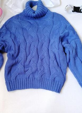 ⛔ светр велика в'язка кіска висока горловина гарний оверсайз объёмный свитер крупная вязка ко3 фото