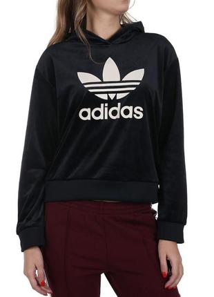 Велюровая кофта худи adidas zebra crop hoodie velour на 11-12 лет рост до 152 см