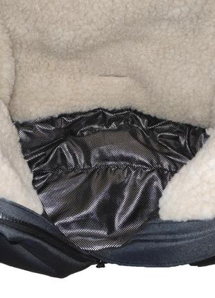 Зимний конверт чехол в коляску poland (польша) серый натуральная овчина + omni-heat теплый детский з9 фото
