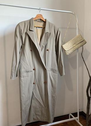 Бежевий вінтажний двобортний тренч jil sander made in italy оригінал