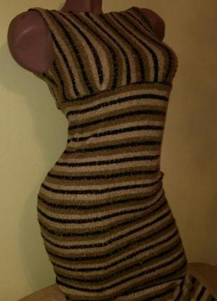 Тепле плаття-міді в смужки, нитка букле2 фото