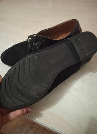 Туфлі 37 натуральна замша шкіра туфлі лак черевички 37 черевики без підборів8 фото