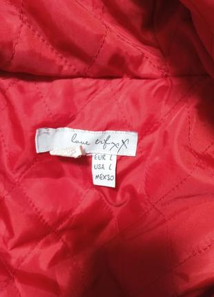 Куртка красная теплая в клетку  love tif xx  с капюшоном8 фото