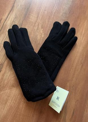 Перчатки женские чёрные тёплые зима1 фото