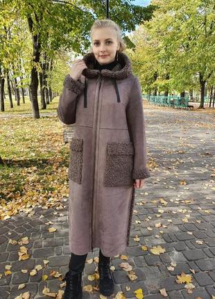 Пальто жіноче шуба жіноча 110 см дублянка жіноча дубленка еко кожа