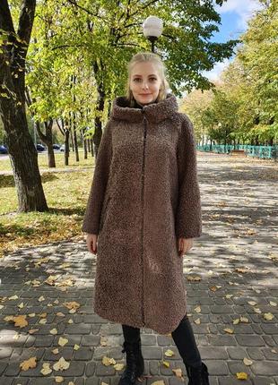 Шуба жіноча дублянка жіноча пальто жіноче 105 см еко матеріали4 фото