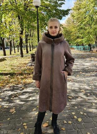 Шуба жіноча дублянка жіноча пальто жіноче 105 см еко матеріали2 фото