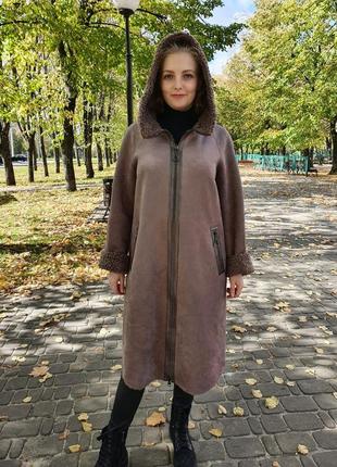 Шуба жіноча дублянка жіноча пальто жіноче 105 см еко матеріали1 фото