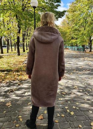 Шуба жіноча дублянка жіноча пальто жіноче 105 см еко матеріали3 фото