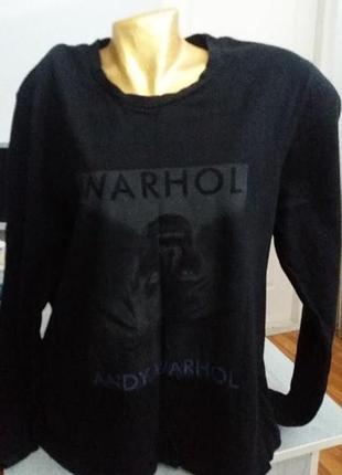 Кофта.чорна лонгслив.принт.футболка з довжин.рукавом andy warhol m-l
