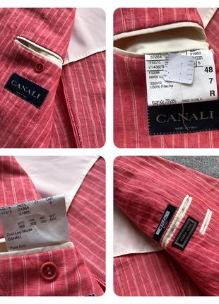 Оригінальний піджак, блейзер canali classic linen zuri-leu mode puro lino stripe blazer pink/white6 фото