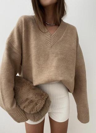 Zara светр оверсайз бежевий свитер зара