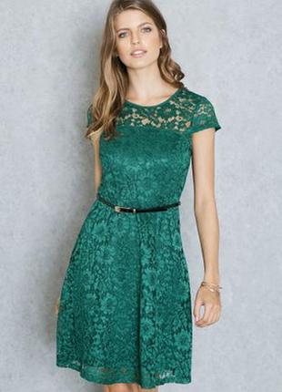 Dorothy perkins платье зелёное гипюр кружево миди классическое нарядное праздничное2 фото
