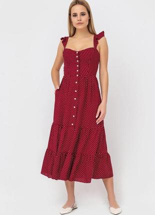 Віскозна сукня morandi червона в білий горох від виробника розмір xs, s, m, l2 фото