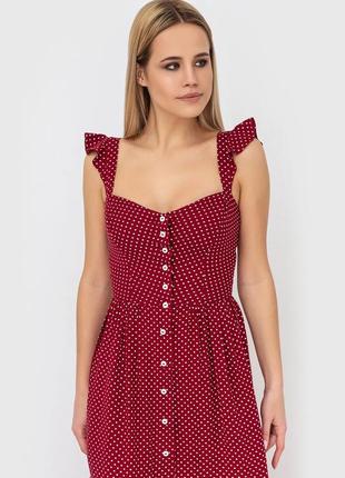 Віскозна сукня morandi червона в білий горох від виробника розмір xs, s, m, l3 фото