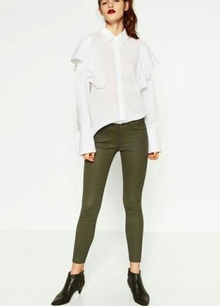 Оливковые скинни zara с напылением