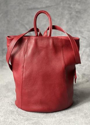 Шкіряний темно-червоний рюкзак stella, італія, кольори в асортименті5 фото