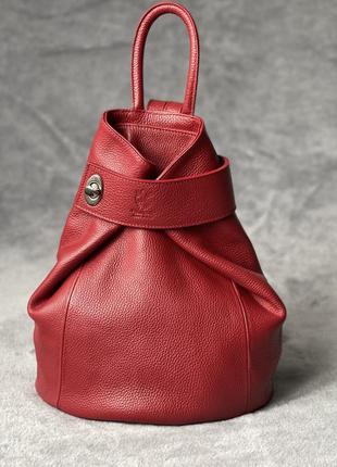 Шкіряний темно-червоний рюкзак stella, італія, кольори в асортименті1 фото