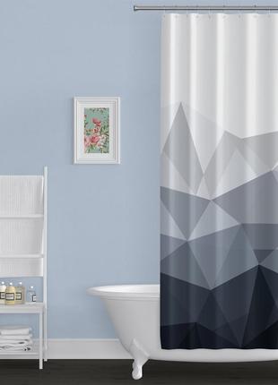 Шторка для ванной комнаты bathlux 180 x 180 см с водоотталкивающим покрытием, белая с черным принтом топ5 фото