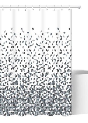 Шторка для ванної кімнати bathlux 180 x 180 см люкс якість з водовідштовхувальним покриттям, біла в ромби топ
