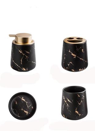 Керамічний набір аксесуарів в ванну кімнату із 4 предметів bathlux, чорний топ3 фото