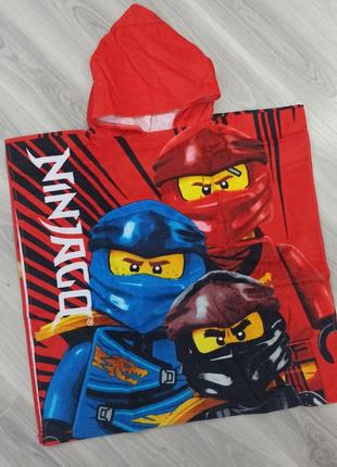 Полотенце-пончо пляжное ниндзяго ninjago lego 60х120 см1 фото