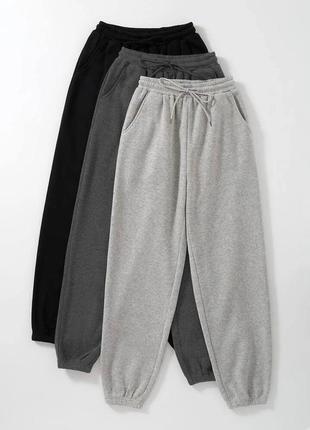 Базові теплі штани із турецької тринитки на флісі ❄️1 фото