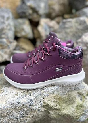 Невагомі комфортні демісезонні шкіряні хайтопи skechers /сша/
