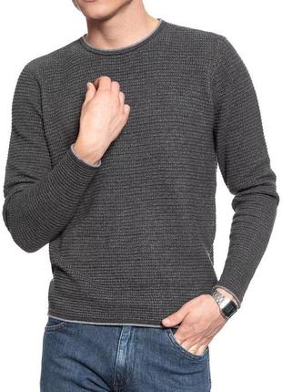 Мужской свитер mustang (фактурный) темно-серый5 фото
