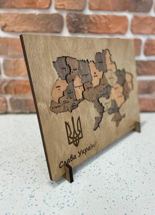Міні карта україни 3d пазл 30*24 см колір wood