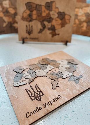 Міні карта україни 3d пазл 30*24 см колір wood