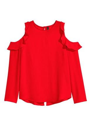 Оригинальная креповая блузка с открытыми плечами от бренда h&m 0430511003 разм. 322 фото