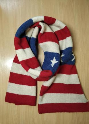 Теплый шерстяной шарф с американским флагом2 фото