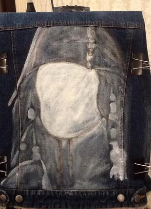 Джинсова куртка з малюнком (художній розпис, портрет)- джек горобець3 фото