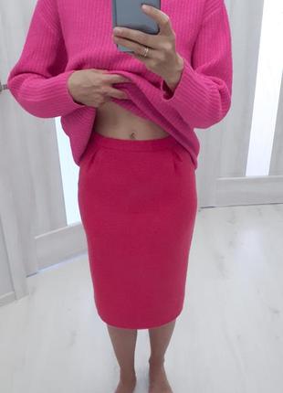 Шерстяна спідниця вовна шерсть розовая шерстяная юбка из шерсти
