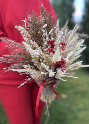 Букет український з колосками і калиною. букет з пшеницею