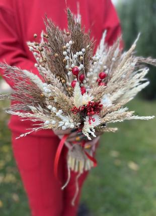 Букет український з колосками і калиною. букет з пшеницею
