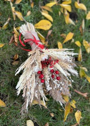Букет український з колосками і калиною. букет з пшеницею
