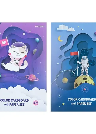 Набір кольорового паперу та кольорового картону kite  a4 7+7, папка2 фото
