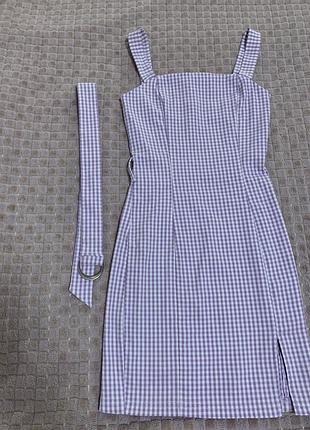 Сукня в клітинку кольору лаванди 💜