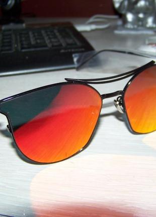 Сонцезахисні окуляри з посиленою чорною оправою метал і антирефлексом на червоному дзеркалі2 фото