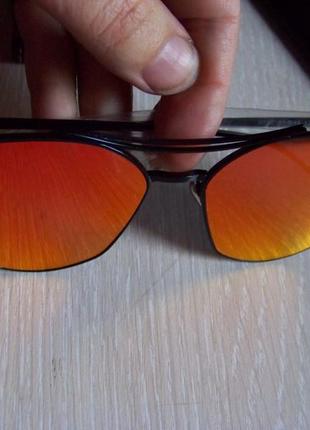 Солнцезащитные очки с усиленной черной оправой метал и антирефлексом на красном зеркале3 фото