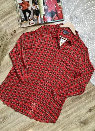 Червона подовжена сорочка у клітинку primark