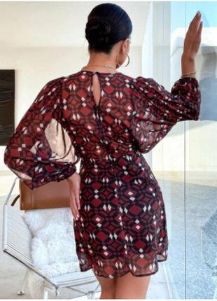 🔥sale 🔥шифоновое платье zara с геометрическим принтом s-m6 фото