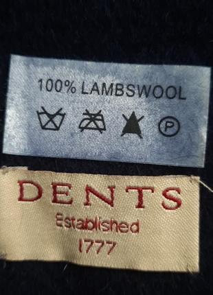 100% ламбсвул dents established 1777 брендовий вовняний темно - синій  шарф4 фото
