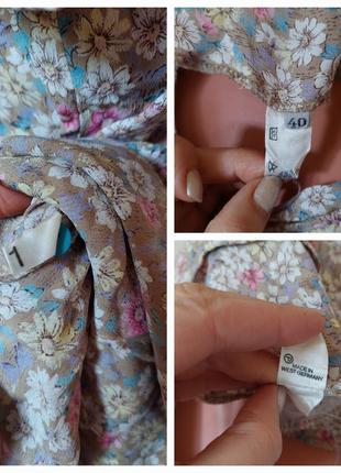 Вискозное серое винтажное платье в мелкий цветочный принт (размер 40)10 фото