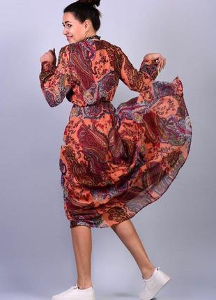 Платье женское цветное шифоновое вечернее длинное с длинным прозрачным рукавом4 фото